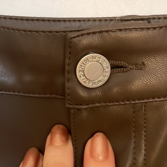 We Wore What Chocolate Brown Pleather Bootleg Pants - Picture 3 of 7